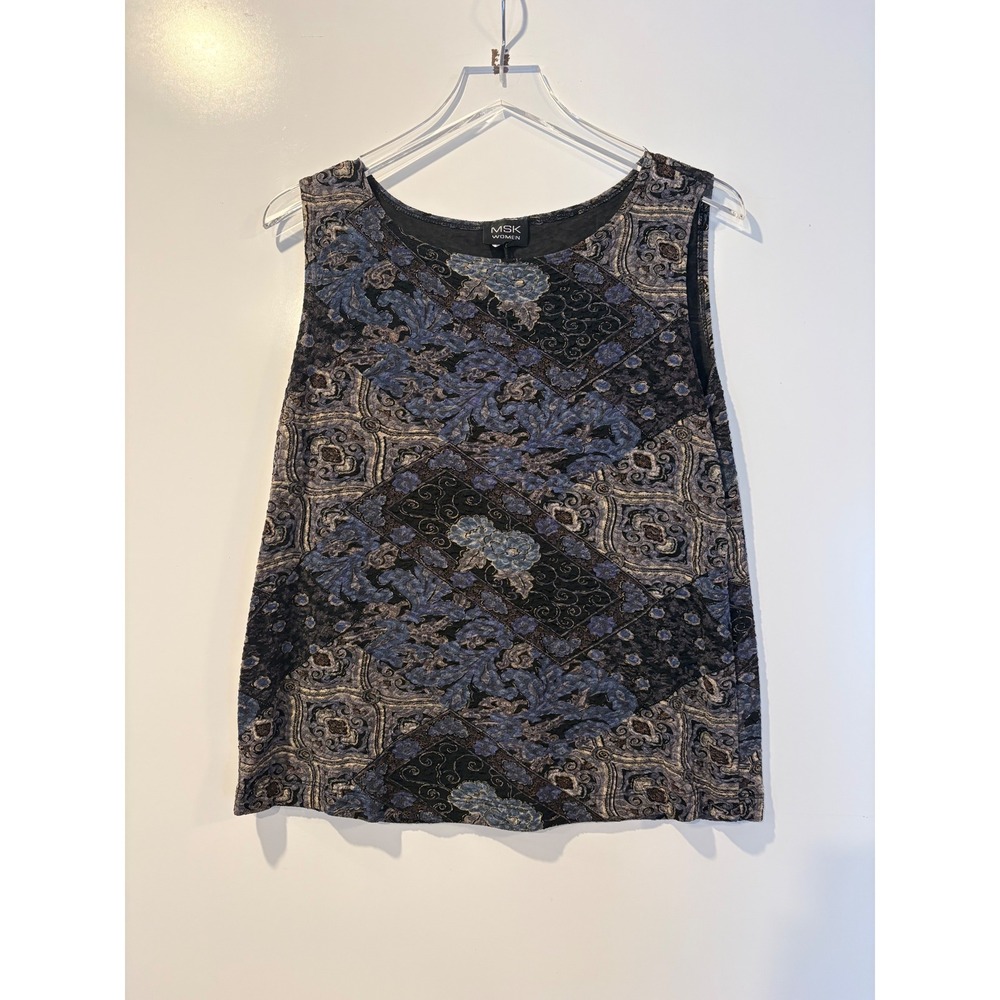 MSK Women 2 Piece Set Jacket Tank Top Purple Blue Paisley Beaded Fringe 1X‎ - Picture 3 of 6